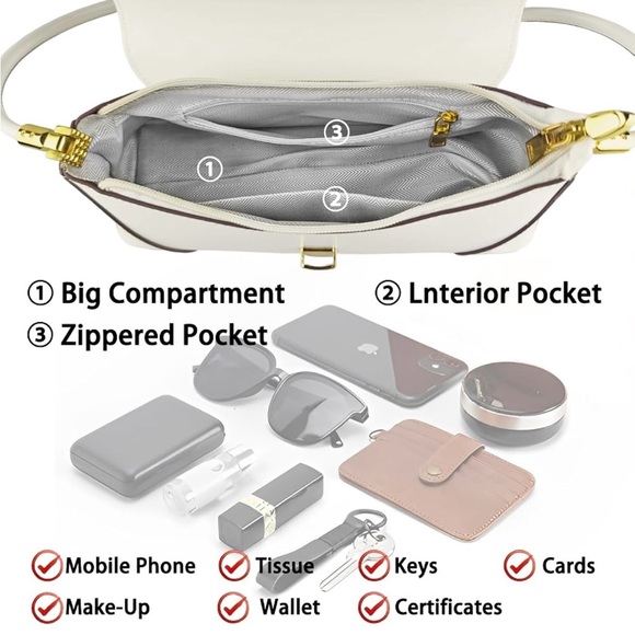 Cuiab Cream Baguette Shoulder Purse - Picture 14 of 14